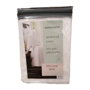 2‎ Hotel Hampton Collection 400 THREAD Standard Pillowcases Cotton Sateen Luxury